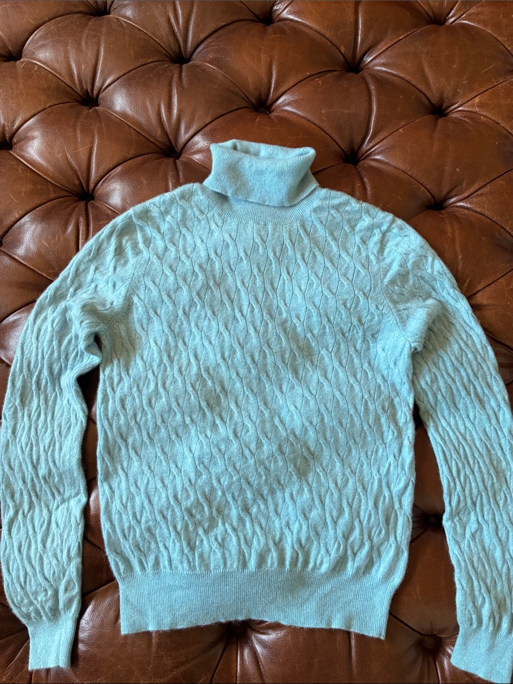 Sky Blue Cashmere Turtleneck Sweater